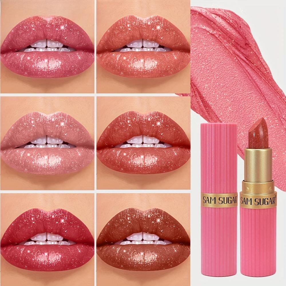 Nude Pink Luxuriöser Metallischer Glitzer Lippenstift Lang Anhaltend Wasserdicht Nicht Verblassend Schimmernd Perlglänzend Funkelnd Braun Lipgloss Make-up