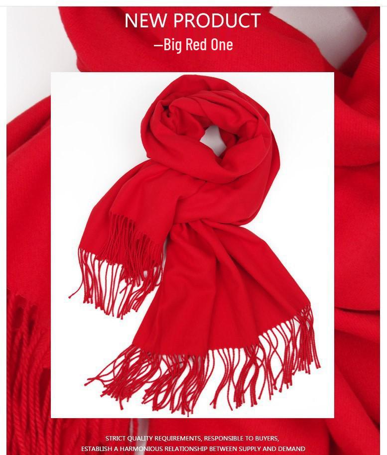 Women's Imitation Cashmere Winter Scarf - Thick Solid Color, Versatile Men's Shawl, Cashmere Wool Blend