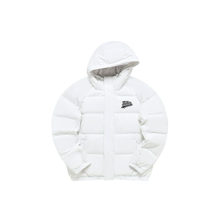 Fila Fusion Letter Hooded Simple Lightweight Warm Long Sleeve Down Jacket Men Jacket White T11M242908F-WT