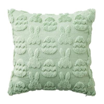 Housse de coussin lapin de Pâques dessin animé Carrée Amovible Housse de coussin d'appoint Lavable Peluche douce Housse de coussin Décor de canapé