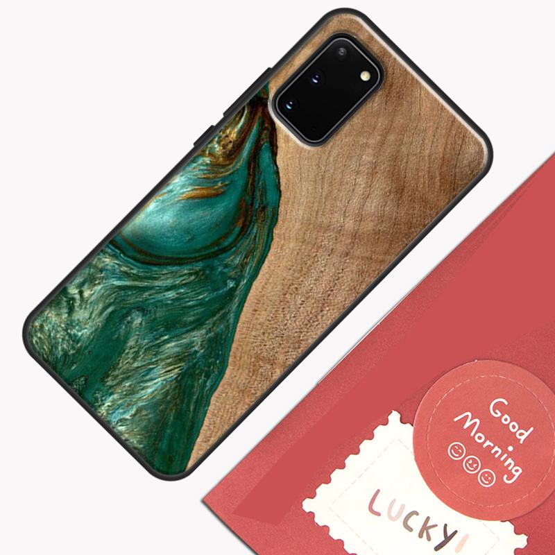 Hybrid Wood Resin Phone Case For Samsung Galaxy S23 Ultra S20 S21 S22 S24 S25 Plus S9 S10 S25 FE Cover Shell