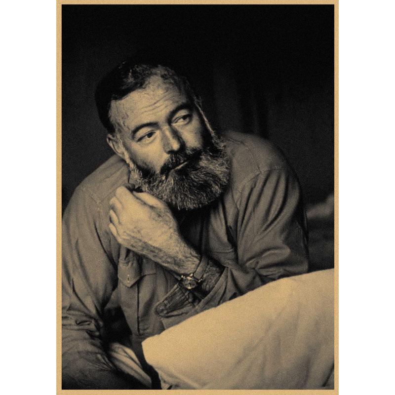 Hemingway Retro Kraft Paper Poster - Vintage Wall Art Mural