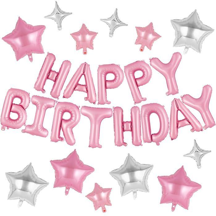 Happy Birthday To Xiyin Tk Aluminum Film Balloon Five-Star Cross Star Set Children'S Birthday Party Decoration