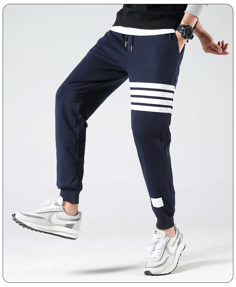 Men's Tide Brand Four-Stripe Casual Jogger Sweatpants - Trendy, Versatile Cotton for Spring and Autumn