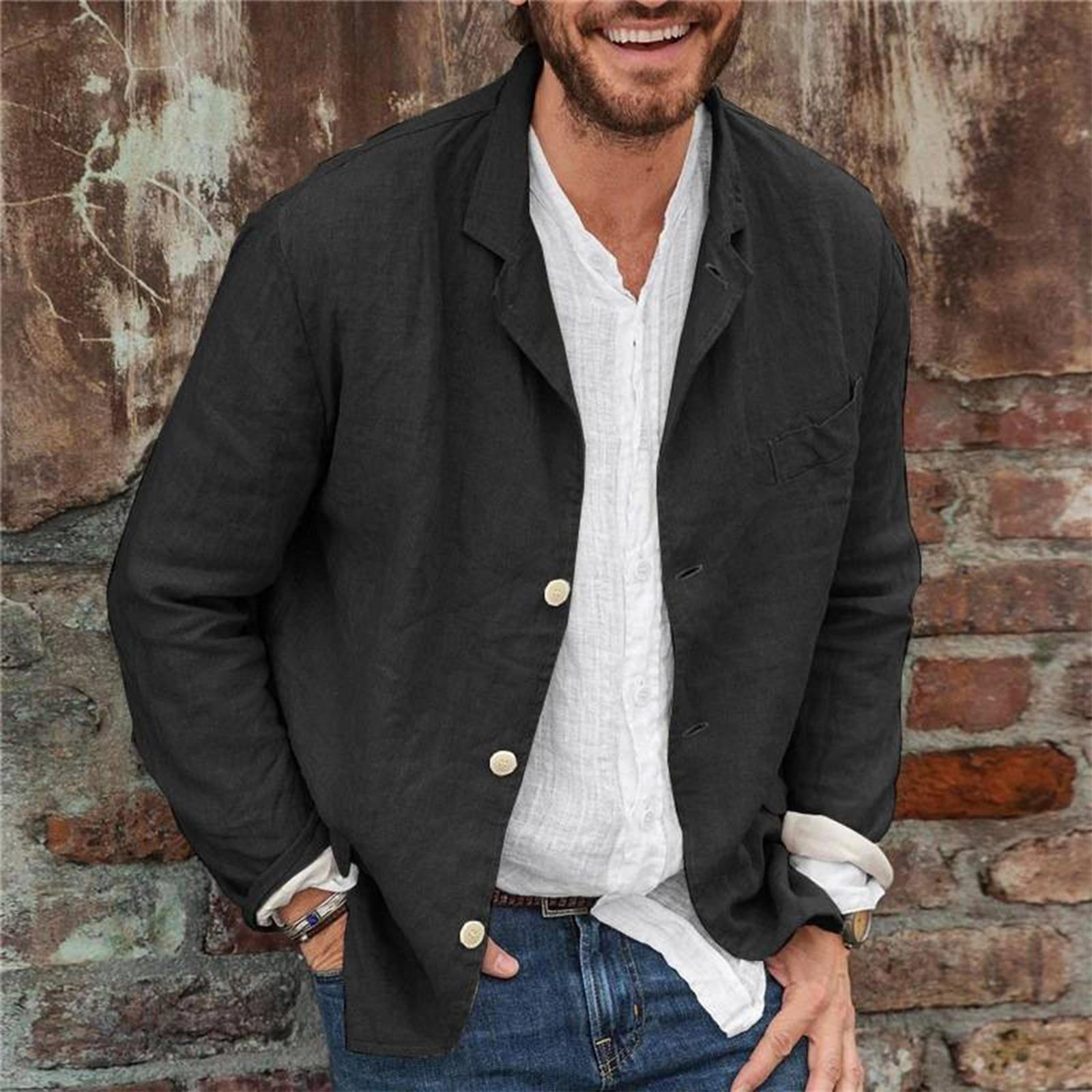 Men s Color Casual Cardigan Button-up Collar Long-sleeved Shirt XXXL чёрный