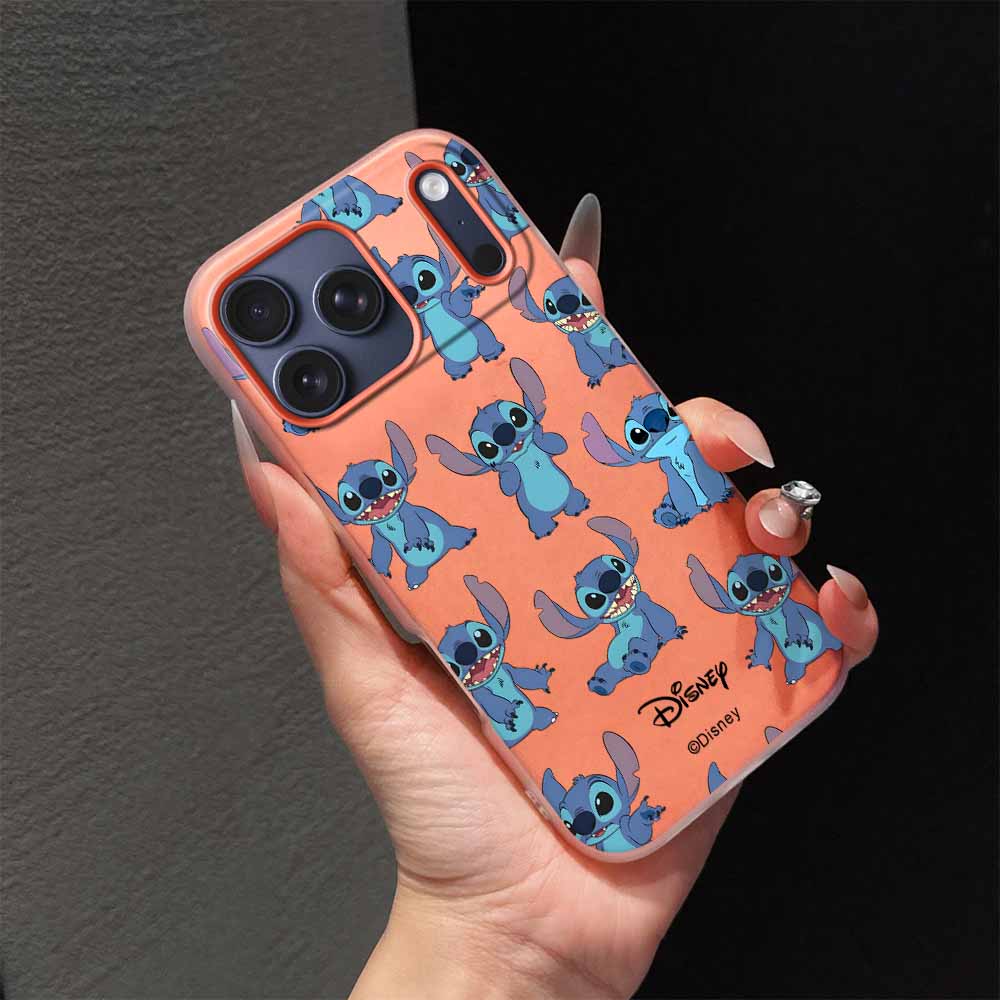 Urocze Kreskówkowe Etui Stitch Modne Etui Na Telefon Dla iPhone 17 AIR 16 15 14 13 12 11 Pro Max Plus Matowe Etui z Wrażeniem Skóry
