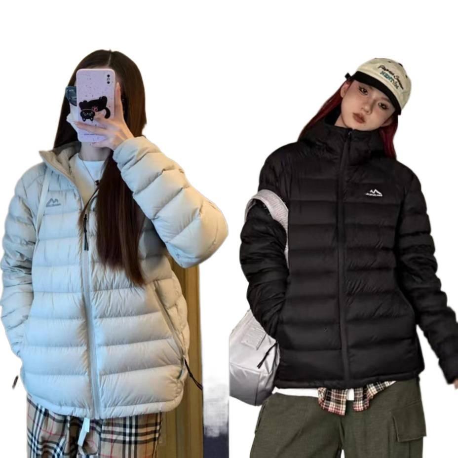 Ribs light and thin short couple retro bread clothes hooded versatile solid color large size warm winter down cotton clothes tide