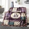 Happy 40Th Birthday Celebration Blanket Personalized Name Soft Warm And Versatile For Sofa Bed Office And Travel Machine Washable Comfortable In All