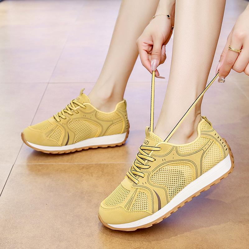 Forrest Gump shoes women's 2025 new summer mesh breathable lightweight sports shoes running thin mesh shoes yellow explosion