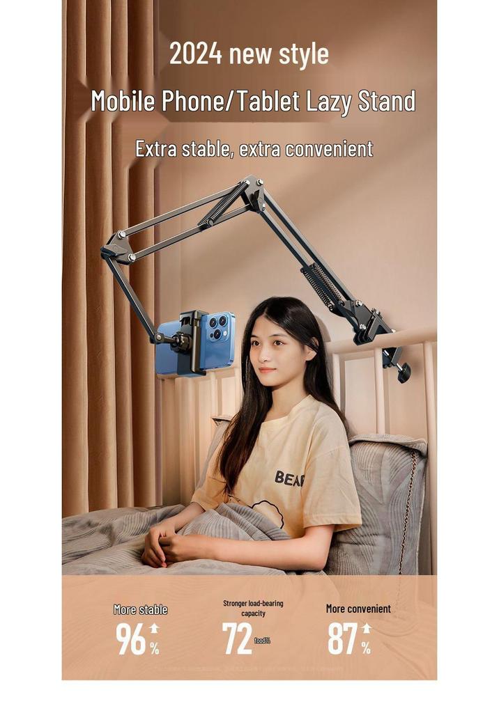 Adjustable Triple-Section Desktop & Bedside Foldable Universal Phone/Tablet Holder.