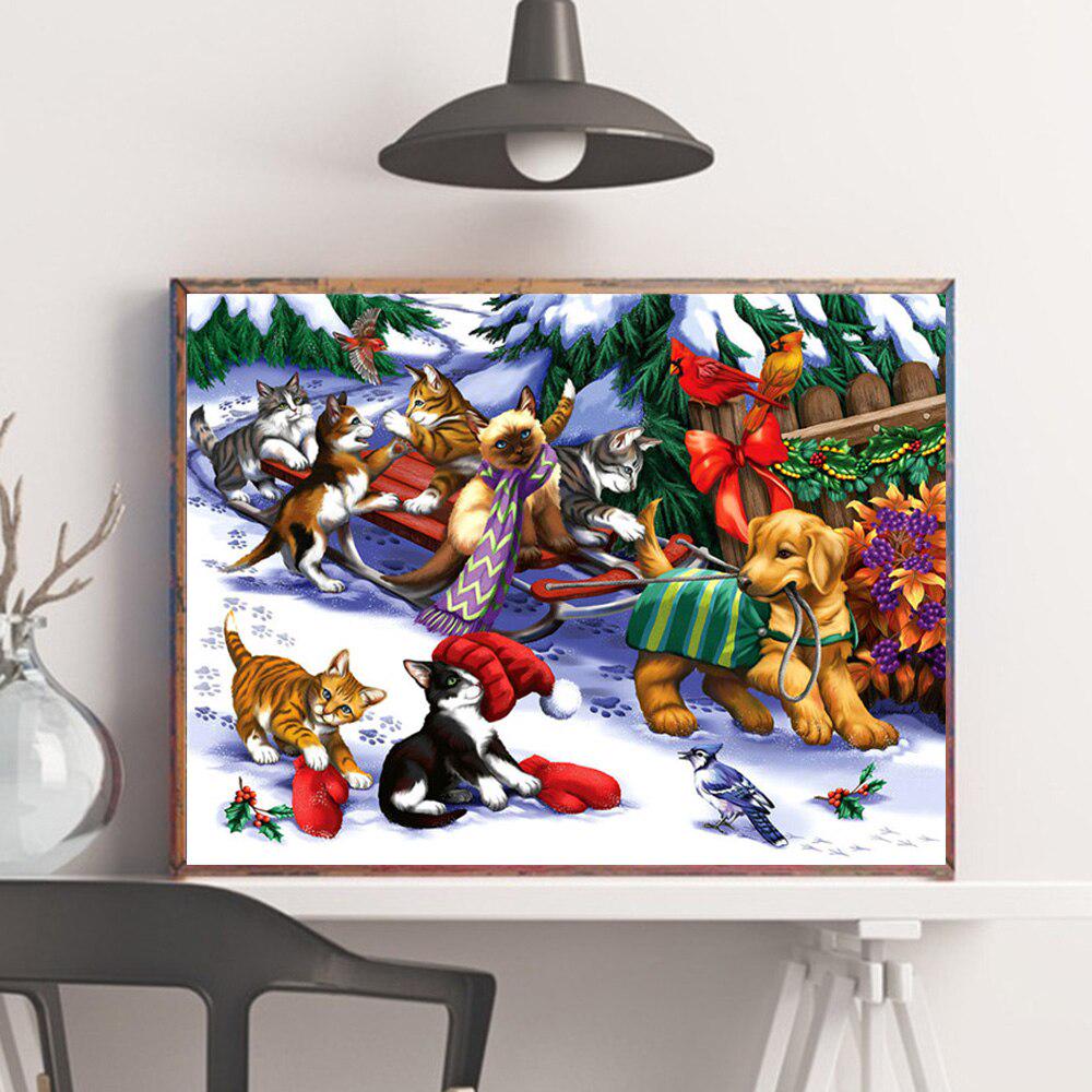 Hel kvadratisk rund diamantbroderi Katthåndverkssett Salg 5D DIY diamantmaleri Dyremosaikk Vinter hjemmedekorasjon