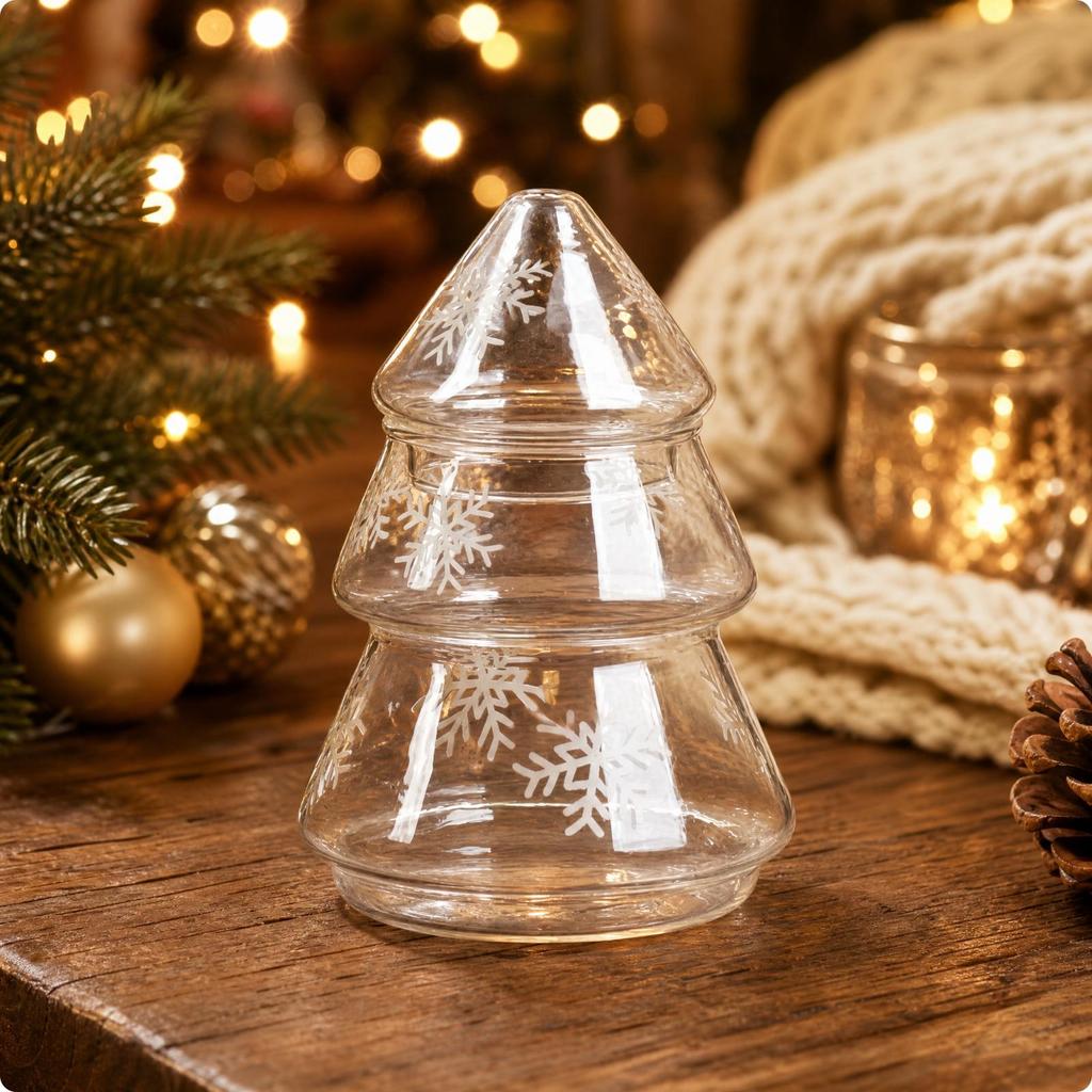 Container Heat Resistant Christmas Tree Shaped Glass Storage Jar Multipurpose