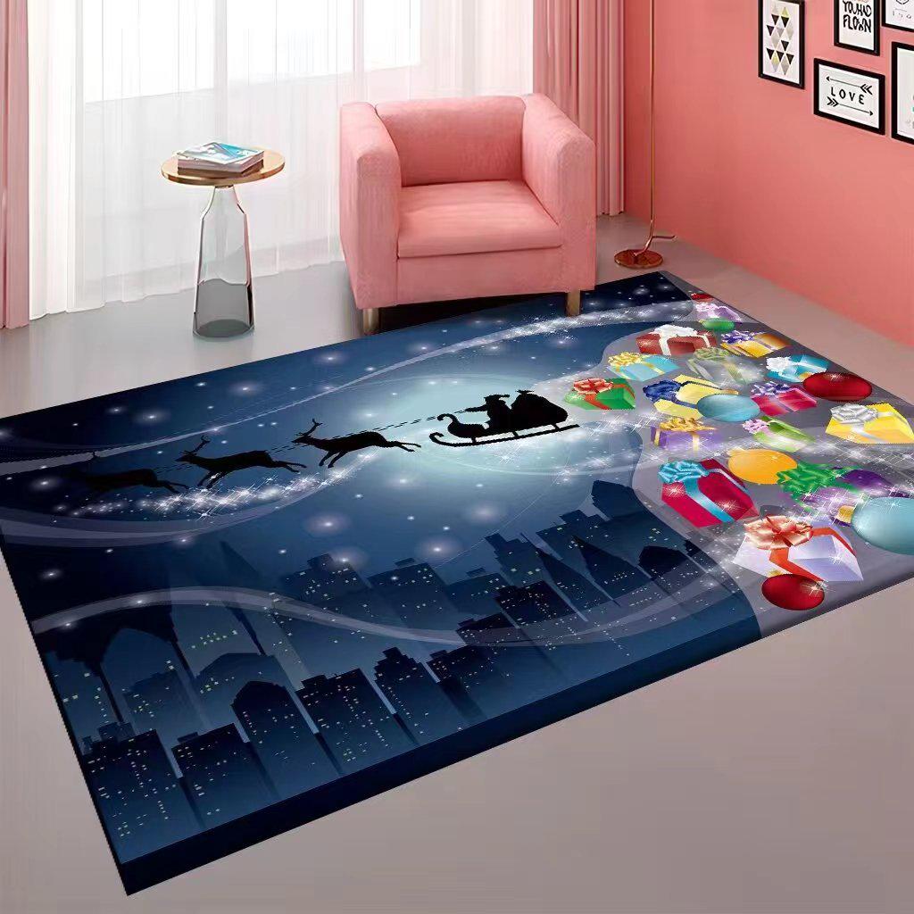 Large Crystal Velvet Non-Slip Water-Absorbent Christmas Carpet for Living Room and Bedroom
