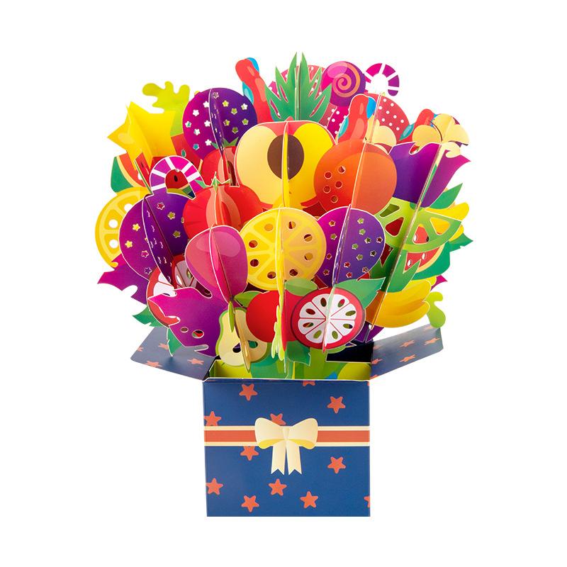 Paper Flower Bouquet Card Forever Flower Bouquet 3D Pop Up Greeting Cards For Valentines Day Graduation Day