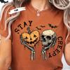 Comfort Colors Stay Creepy Halloween Shirt: Skull & Pumpkin Heart