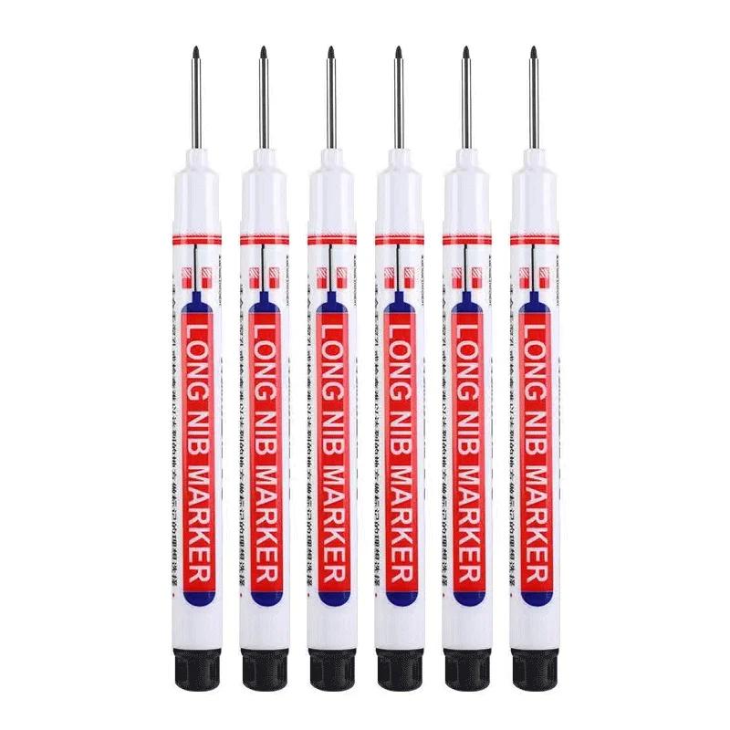 6Pcs/Set 20MM Long Nib Markers Deep Hole Head Four Color Waterproof Marker Pens For Woodworking Metal Marker Tools Art Supplies