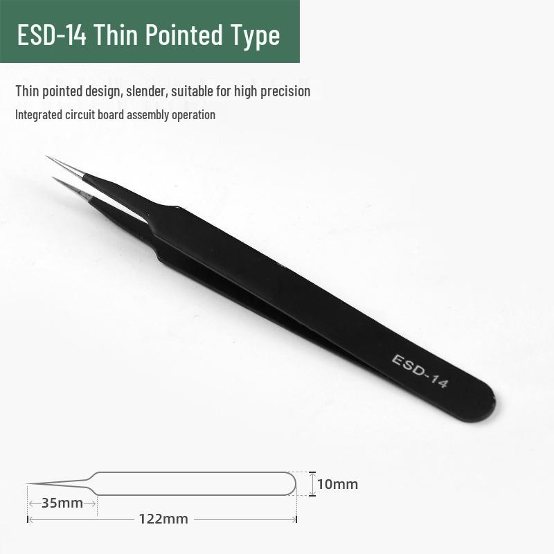 Black Stainless Steel Antistatic Precision Tweezers for Eyelash Extensions and Bird s Nest Plucking.