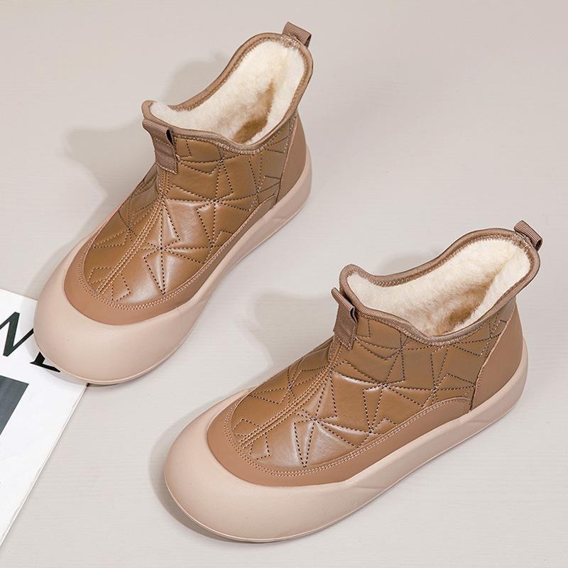 Ladies Winter Platform Snow Boots Anti Slip Warm Faux Fur Lining Ankle Booties Casual PU Leather Comfortable Fuzzy Walking Short Boots