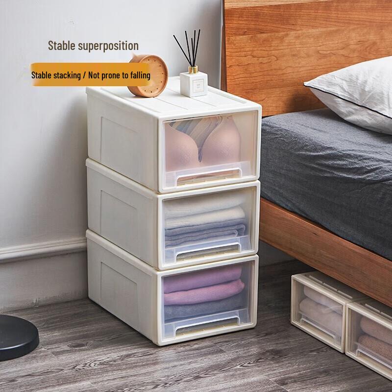 Pai Shi Long X-Large Thickened Transparent Drawer Storage Box, 3-Pack