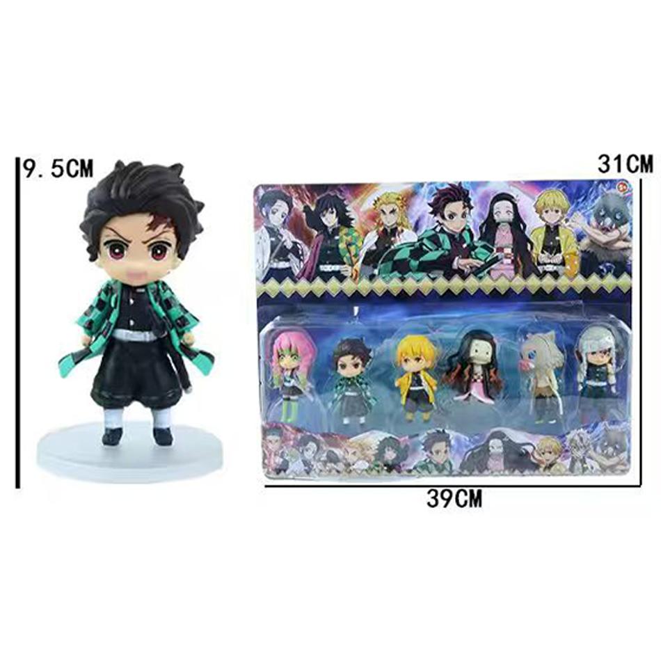 6pcs Anime Demon Slayer Figure Nezuko Tanjirou Zenitsu Inosuke Kyoujurou Giyuu Kawaii Qposket Figural PVC Model Toy Collect