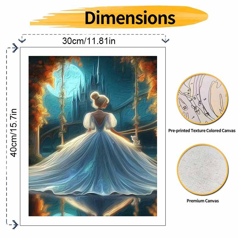 Disney animation digital oil painting Cinderella moonlit castle diy handpainted coloring painting wall art home decoration gift set 130