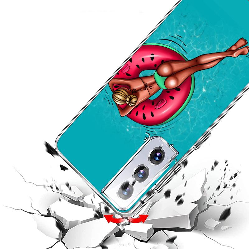 Girl Flamingo Summer Beach Phnoe Case for Samsung Galaxy S26 S25 Edge S23 S24 Ultra S22 Plus S21 S20 FE Unique Cover Soft Coque