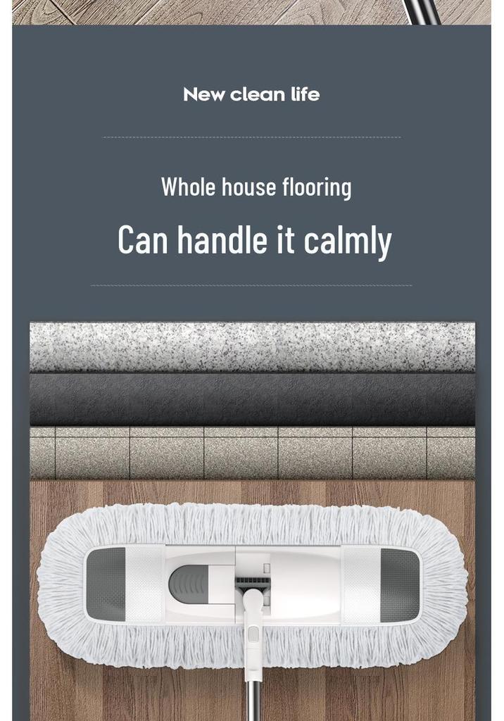 Pure Cotton Large Dust Mop for Hotels & Homes - Flat Mop for Tile Floors with Extended Cloth