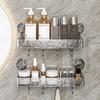 Wall-Mounted Punch-Free Corrugated Suction Cup Storage Rack for Bathroom Sink and Bath Supplies