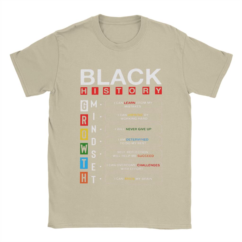 Novelty Black History Growth Mindset TShirts Unisex Round Neck Pure Cotton T Shirt Short Sleeve Tees Classic Tops