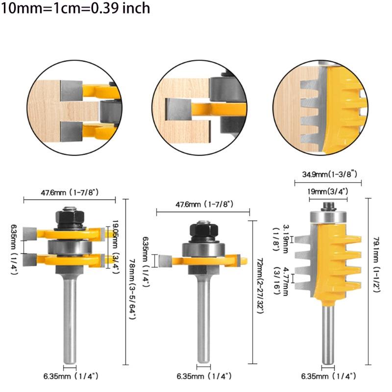 Professional Router Bit Set 1/2 1/4 Shank High Impact Strength Carbide Alloy Tenon Material Milling Tool for Woodworking