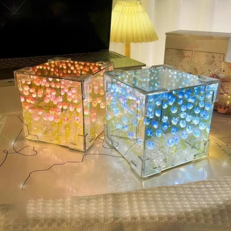 Creative Tulip Lamps LED Night Light 3D Tulip Table Lamp DIY Night Lamp Gift Material Package for Girlfriend Bedroom Ornament
