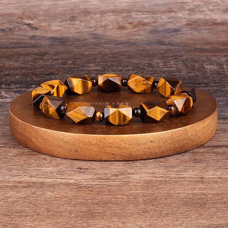 Natürlicher facettierter Tigeraugenstein Reiki-Armbänder Herren Mode Energie Hämatit-Perlen Armbänder für Frauen Seelen Schmuck Geschenk Pulsera