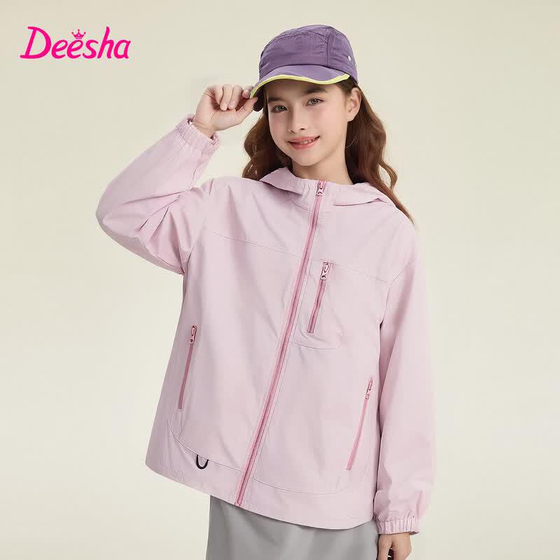 Desha Girls  Color Block Softshell Hooded Jacket 160