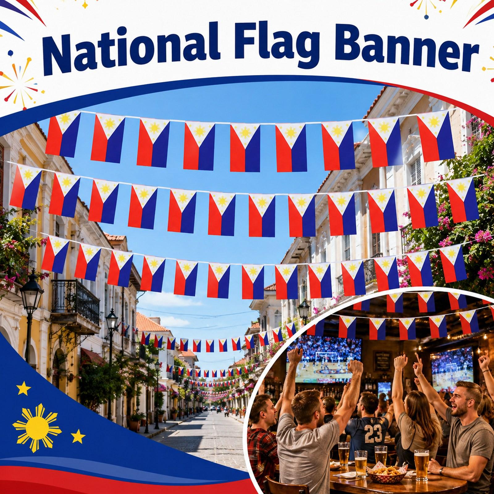 Flag Bunting - 1421cm Rectangle Flags, 10m Long String of 30 for Party Decorations and Celebrations One Size