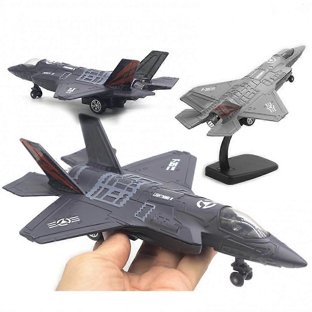 Large Alloy Pull Back F-35 Fighter Aircraft Model Music LED Airplane Toy Gift