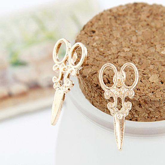 Unique Scissors Shape Design Punk Female Girls Ear Stud Earring Jewelry Gift