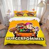 3pcs BurgerpommesFastfood Bedding Set Down Comforter Cover and Pillowcases, Suitable for All Seasons(No Insert)-0729013