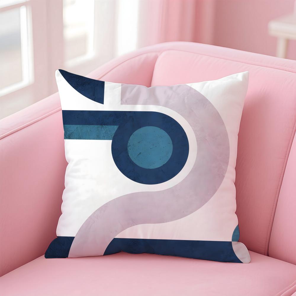 Retro geometric abstract print Cushion Cover Pillowcase Short Plush Invisible zipper Room Sofa Cushion Cover