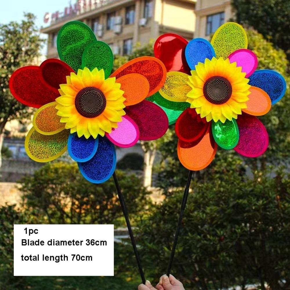 Multistyles Sunflower Windmill Stake Standing Lawn Flower Pinwheel  Outdoor Party Picnic Decor