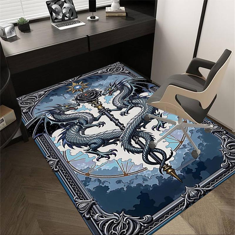 1PC Dragon Rose Anti-slip carpet, suitable for Office, bedroomand playrooms. It can also be used as a sofa footrest cover-R55