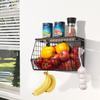 Fruit Basket, 2 Tier Fruit Basket, 2pcs Kitchen Organizer Basket with Wooden Lid Stackable and Wall Mountable Basket for Snacks and Vegetables Storage