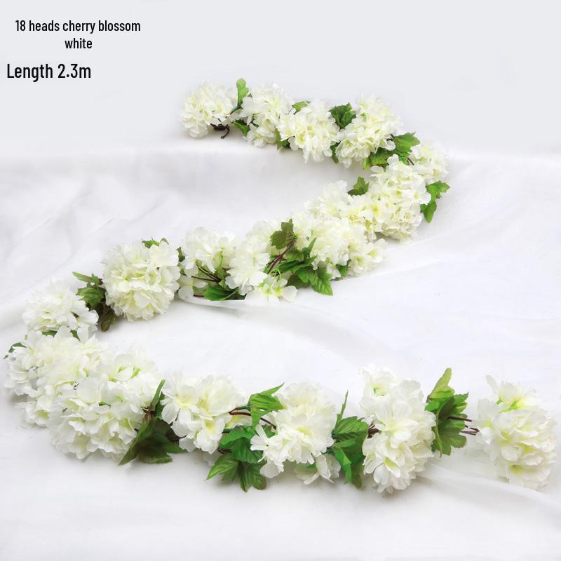 Artificial Cherry Blossom Vine – Silk Floral Decoration for Indoor Ceilings and Air Conditioning Water Pipe Covers