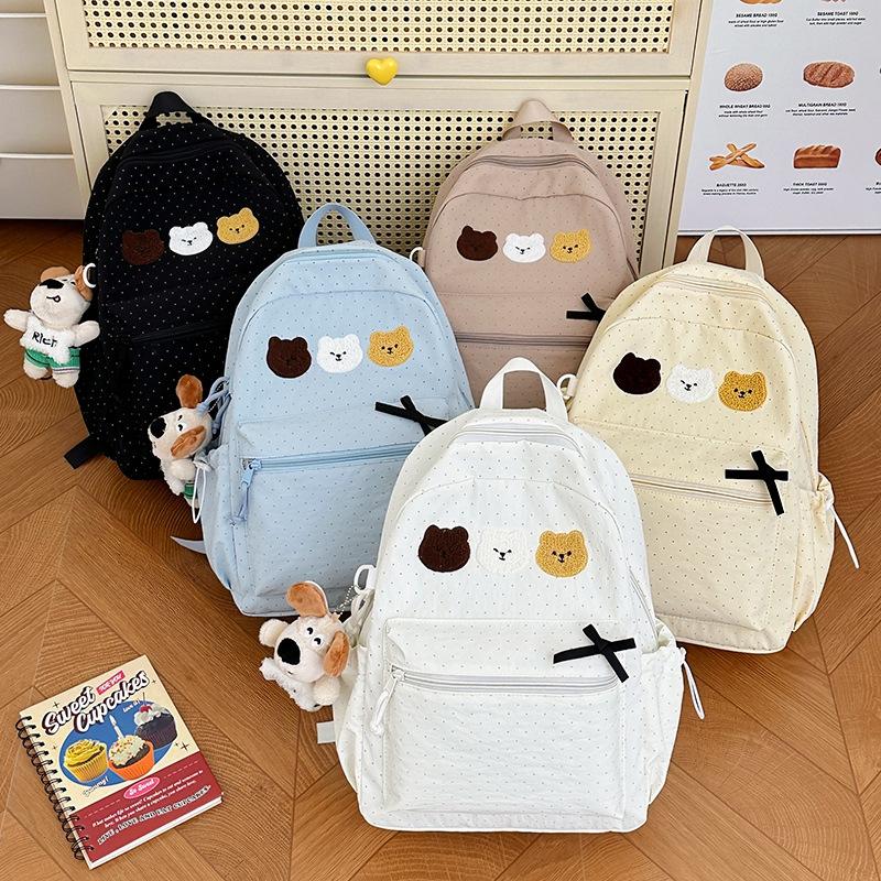 Schoolbag Cartoon Graffiti School Bag Female Polka Dot Student Large Capacity School Bag Casual Japanese Trendy Fashion Girl Versatile Backpack