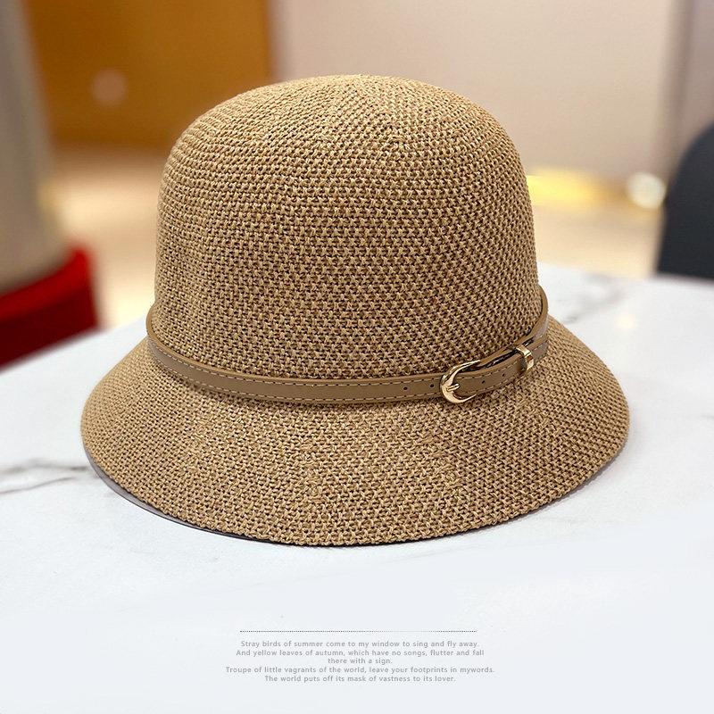 Hollow linen bucket hat women's fashion versatile basin hat summer sun protection visor hat
