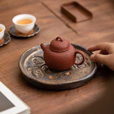 Dunhuang Culture Pot Bearing Pot Dry Brewing Table Tea Tray Thick Ceramic Cover Bowl Bottom Support Retro Tea Set Accessories