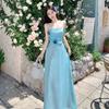 New Niche Waist Suspender Dress Women's Summer Design Sense Medium and Long Handmade Flower Vacation Skirt