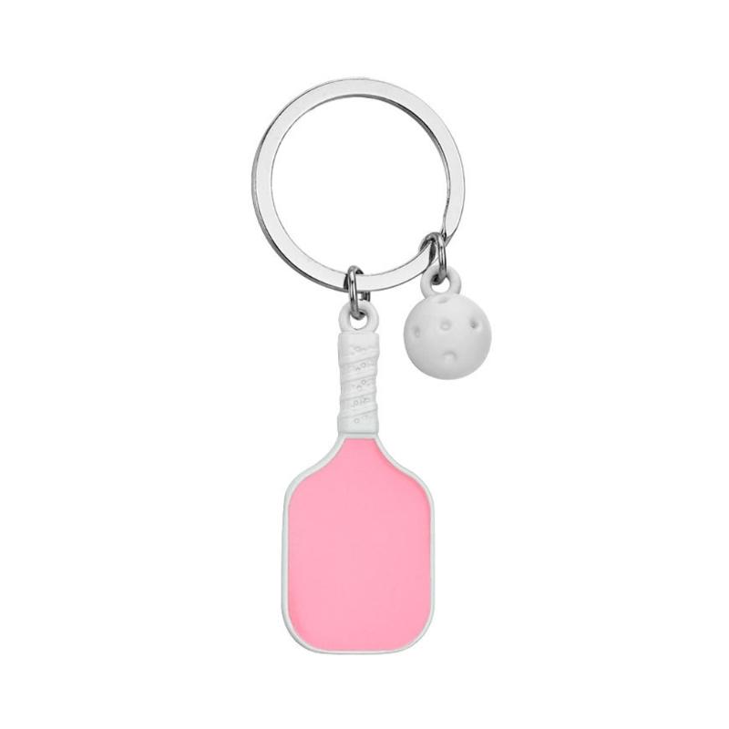 

Zinc Alloy Pickleball Paddle Keychain Sports Accent Lightweight Portable Multi functional Decoration Perfect Gift for Fans розовый