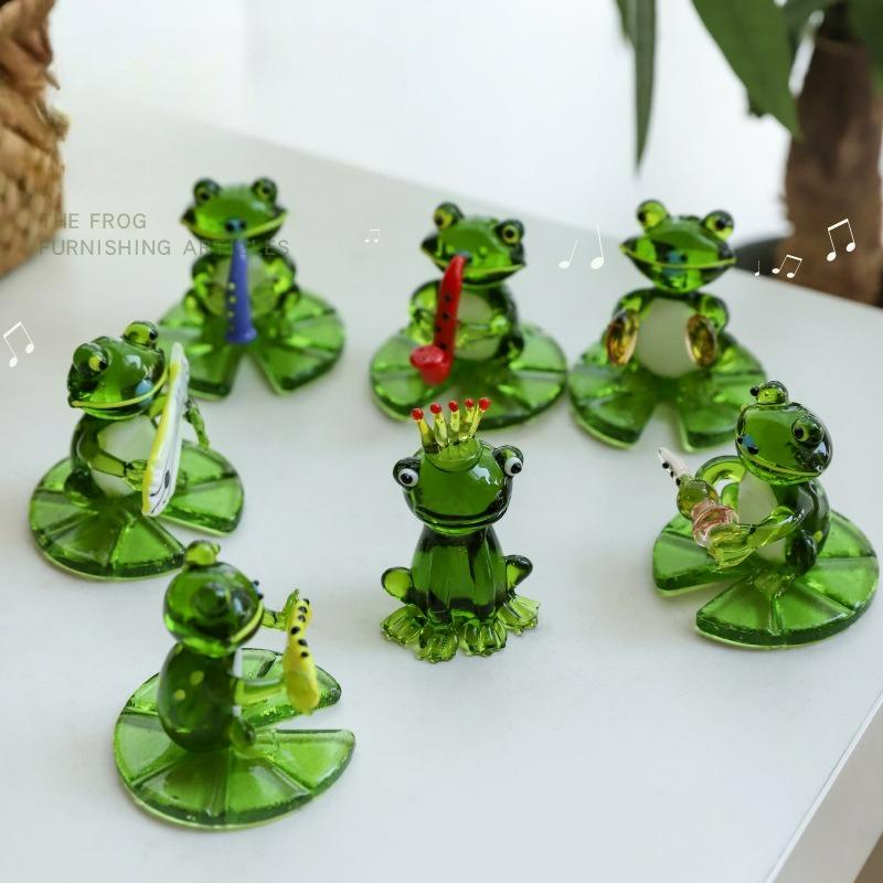 Miniatur Glasfrosch Figuren Mini Tiere Haushalt Dekor Statue Schreibtisch Fee Garten Ornament Haus Zubehör Neu