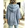 Leopard Print Hooded Sweater Women Drawstring Knit Pullover Hoodie Loose Knitted Outerwear Casual Oversized Sweatshirt Top