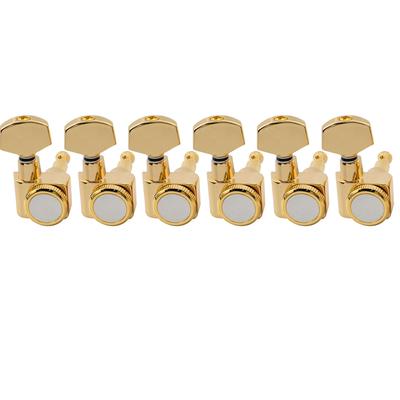 Musiclily Pro Guitar Locking Gear Gold R15T-01 6-in-line 2-pin Tuners, 161 Ratio,